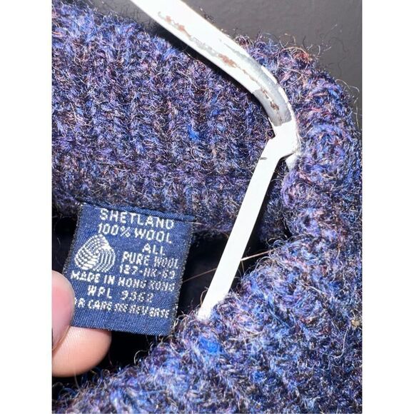 Rare Crew 100% SHETLAND WOOL PULLOVER Sweater Mens Blue size large - Picture 6 of 7